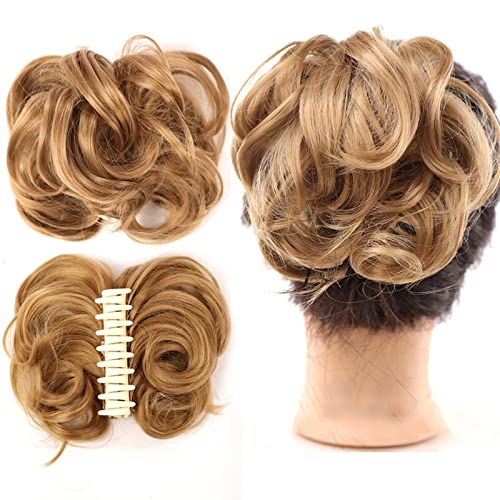 Bun Haarteile Lockige, gewellte, kurze, synthetische Haargummis for Anklipsen, Haarknoten, Haarverlängerung, unordentlicher Dutt, zerzauste Hochsteckfrisur, for Anklippen, Haarteil for Frauen Brötchen