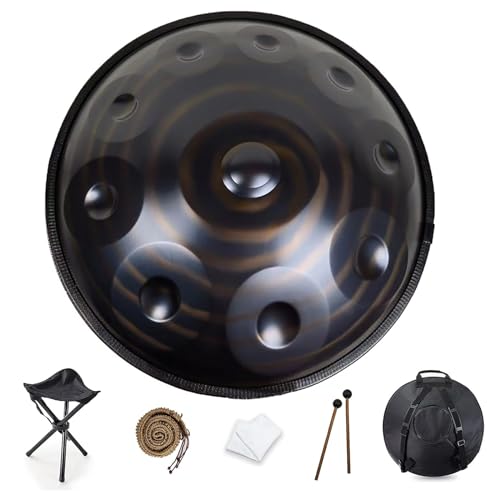 9 10 12 Noten Handpan Drum Instrument, 22 Zoll Handpan Drum In D Minor, 432 Hz Stahlhandtrommel Mit Soft Handpan Bag, 2 Handpan Mallets, Handpan Stand, Für Klangheilung Persönliche Meditation