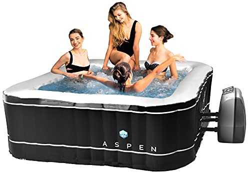 JUNG NETSPA Aspen Whirlpool aufblasbar eckig, TÜV geprüft, 4 Personen, Selbstaufblasend, Pool Outdoor & Indoor beheizt, 168x168cm