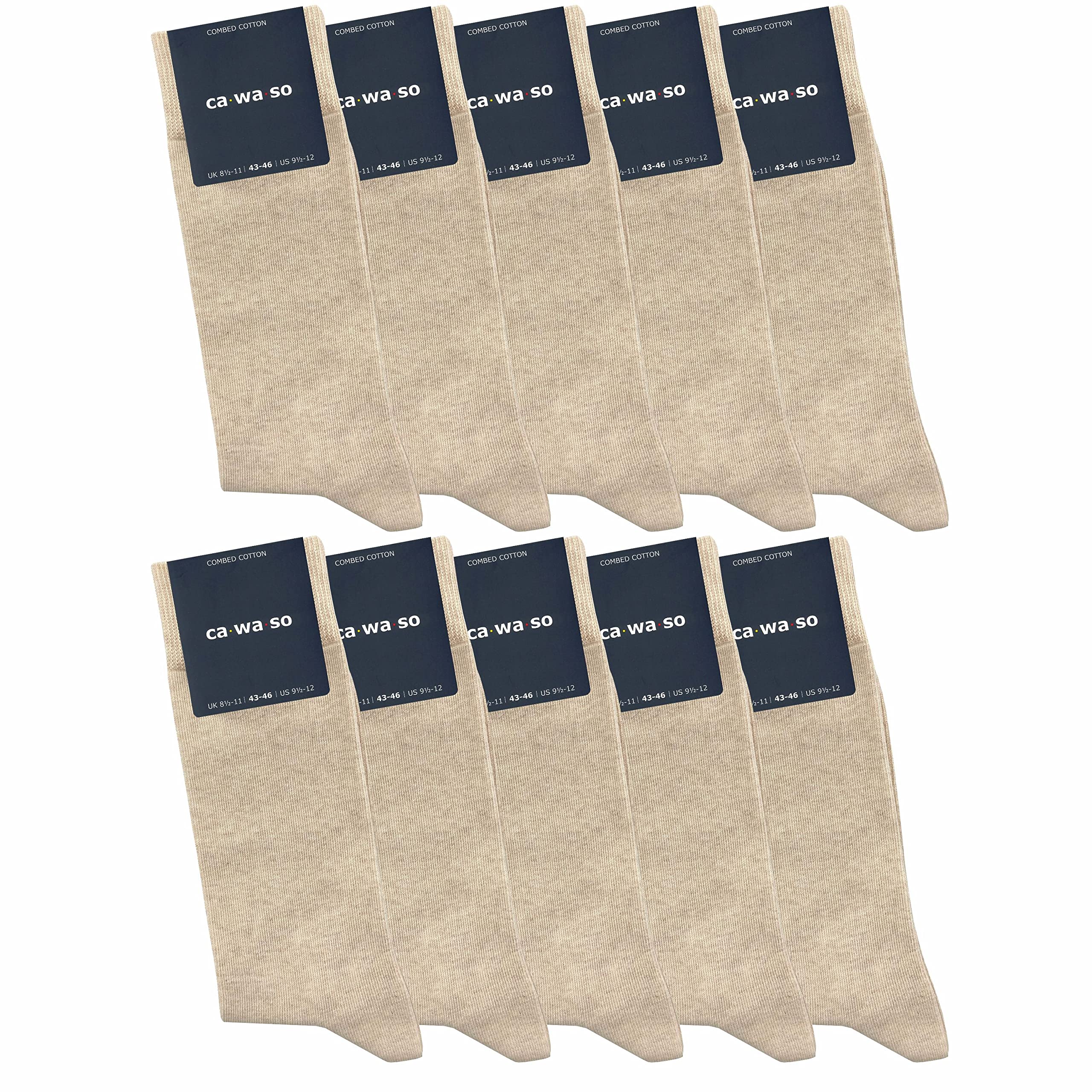 ca·wa·so Socken für Damen & Herren im 10er-Set | Ohne drückende Naht | Bequemes & weiches Material (80% Baumwolle) | Business & Freizeit (47-50, beige)