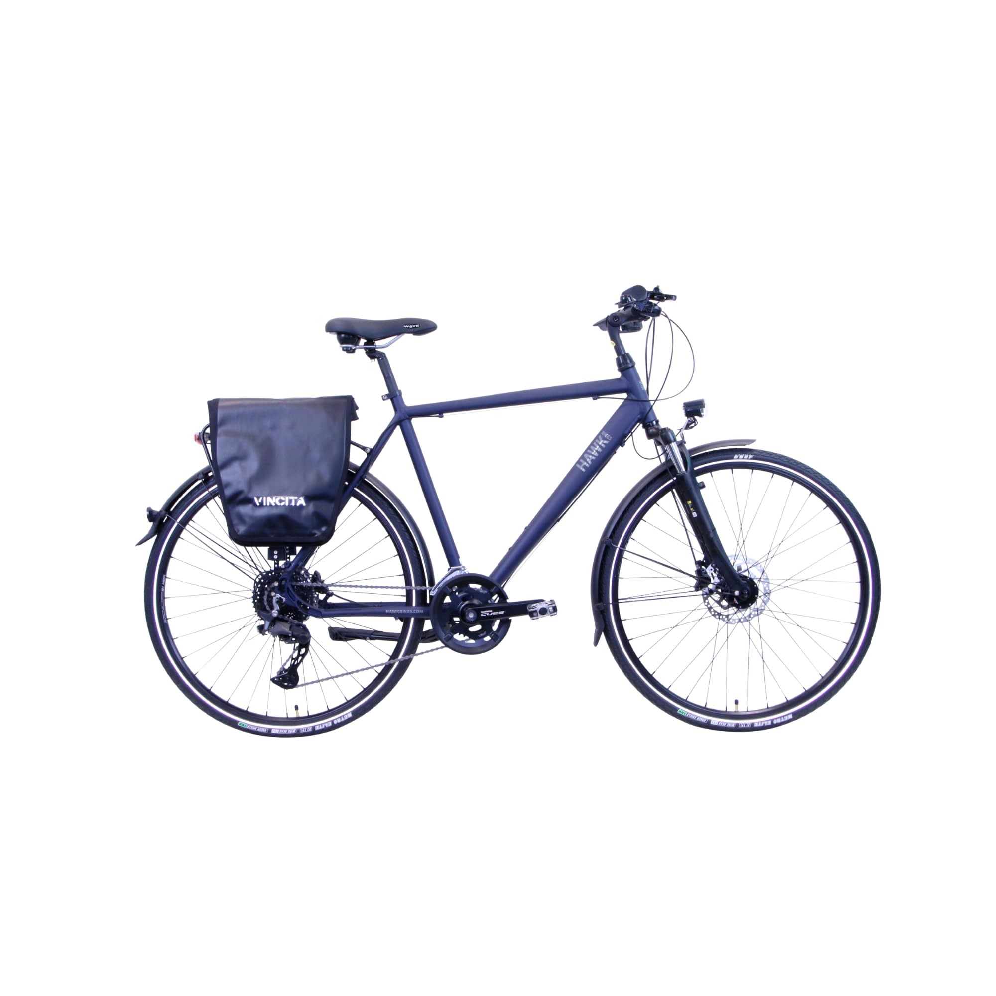 HAWK Trekking Gent Deluxe Plus Fahrrad Herren inkl. Tasche, 57cm I Bike mit CUES Kettenschaltung & Beleuchtung I Allrounder I Ozeanblau