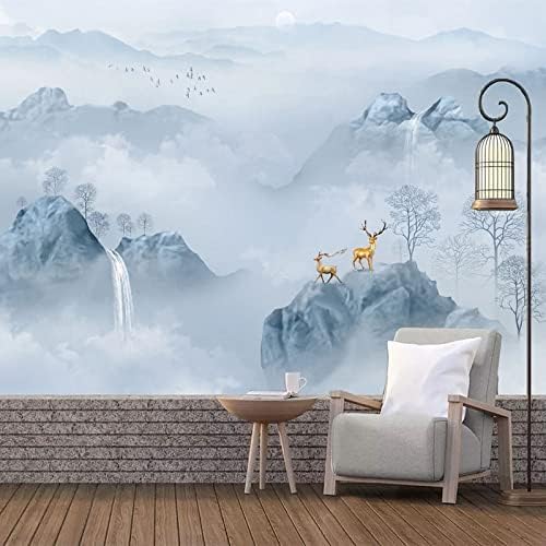 XLMING Traumhirsch Tinte Landschaft 3D Tapete Home Dekoration Wohnzimmer Sofa Schlafzimmer Tv Hintergrund Wand-250cm×170cm