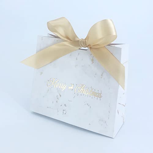 Mini-Weihnachtstüte, Marmor-Papierboxen für Geschenke, Süßigkeiten, Kekse, Bündel, Weihnachtsthema, Geschenk zum Verpacken von Geschenktüten, Weihnachtsdekoration, Gold, 50 Stück