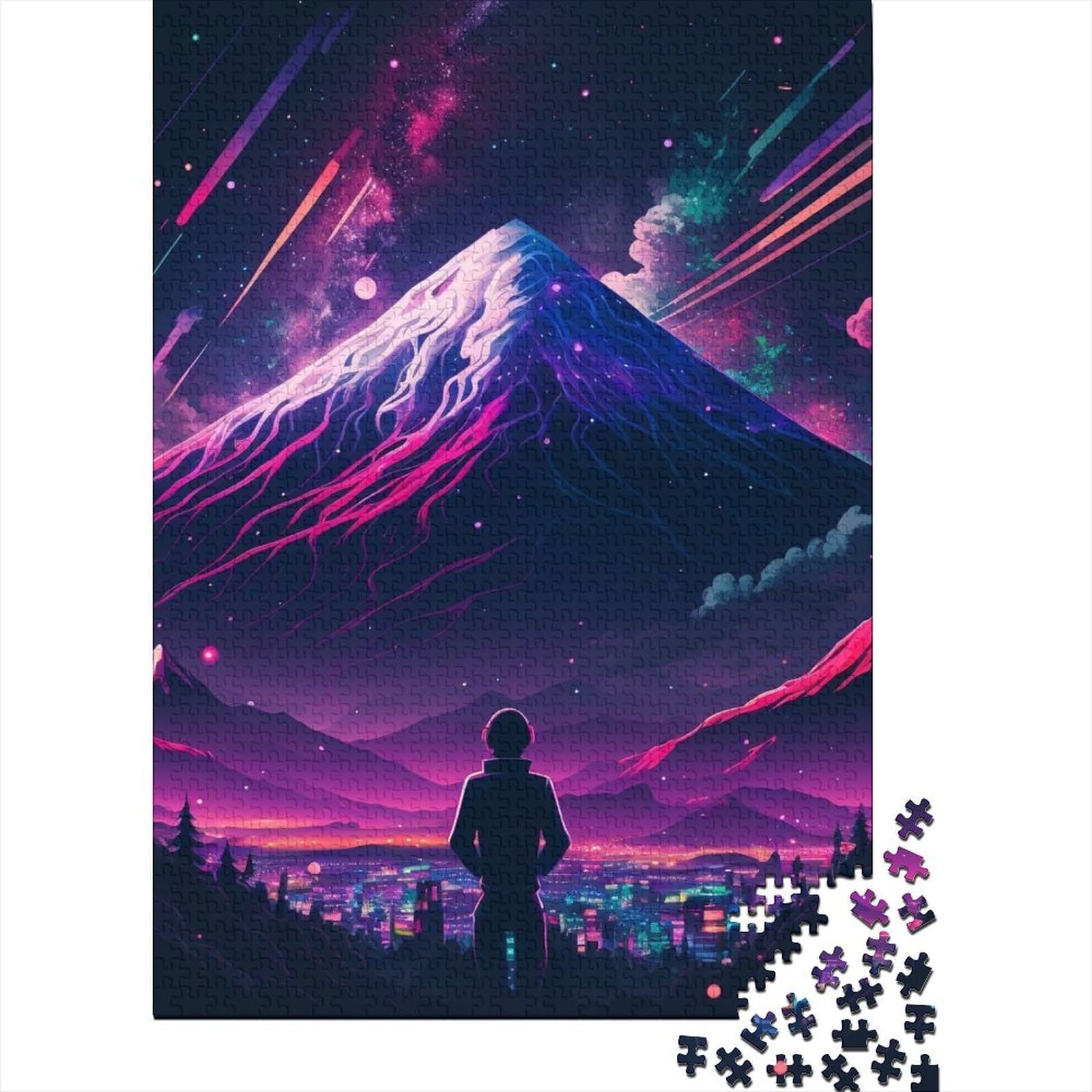 1000 große Teile Puzzle für Erwachsene Fuji Holzpuzzle für Erwachsene und Jugendliche von Interessantes Stressabbau-Puzzle 75x50cm