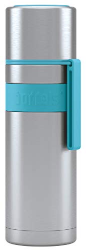 Isolierflasche HEET 500ml – Thermoflasche aus Edelstahl, Doppelwandig, Vakuum-Isolierte Thermoskanne mit Becher, Auslaufsicher, BPA-frei, Hält 12h warm, 360° Verschluss, Trageschlaufe (Türkisblau)