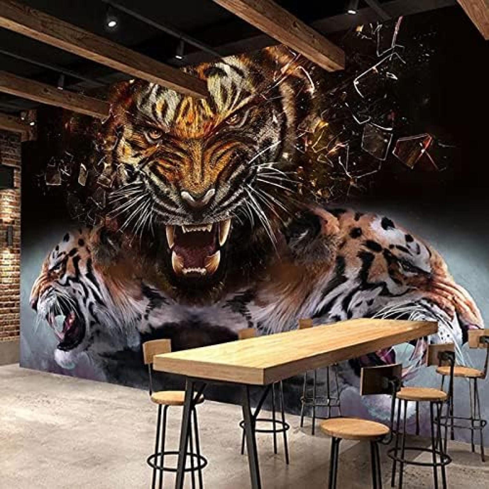 XLMING Tiger Poster Vintage 3D Tapete Wohnzimmer Sofa Schlafzimmer Esszimmer Home Dekoration Wand-200cm×140cm