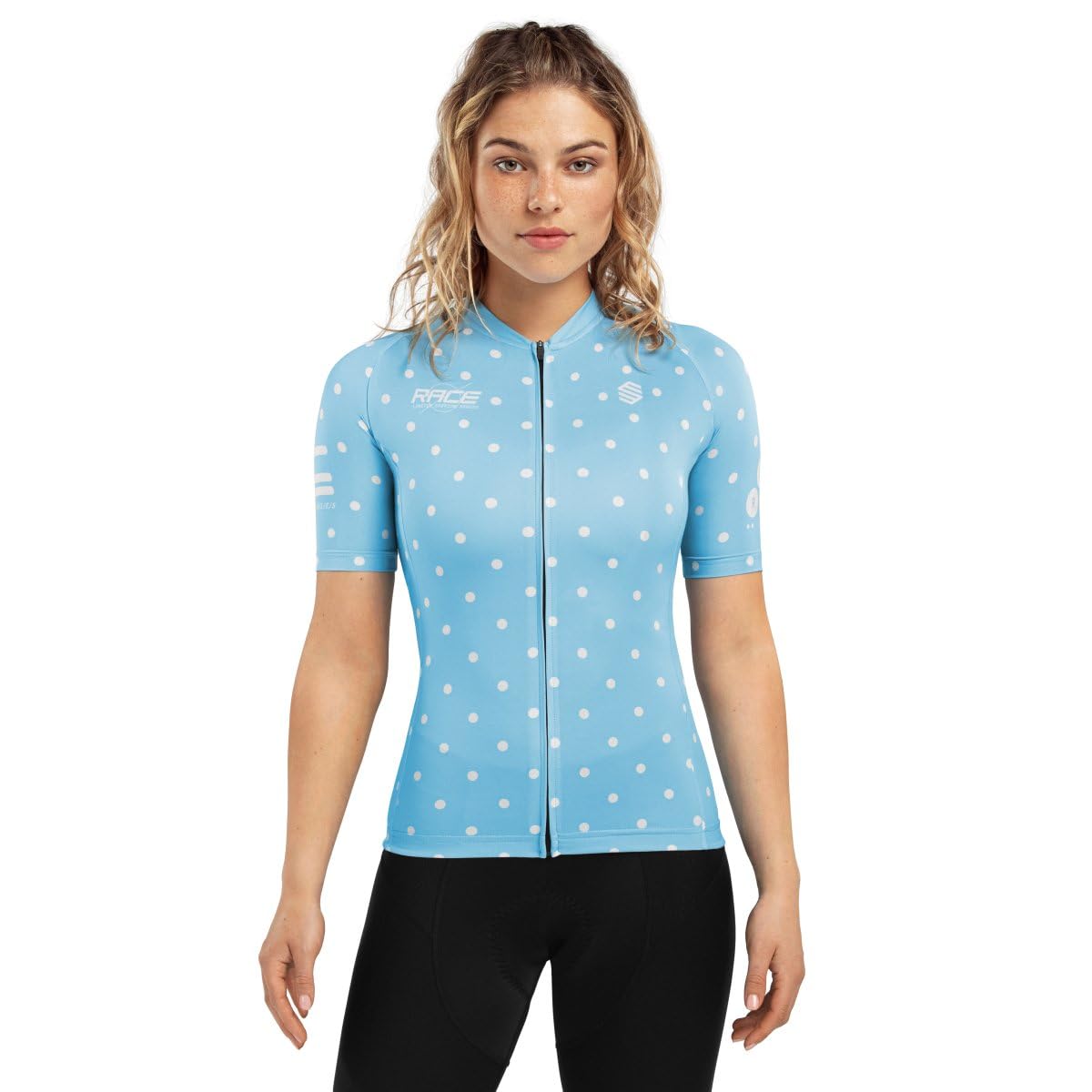 SIROKO - Biologisch Abbaubares Radtrikot für Damen Bio Race Dots - S - Blau