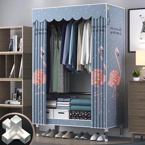 ZHANGshouf Kleiderschrank, Stoff-Canvas-Garderobenschrank, Faltbare Schränke, Kleideraufbewahrungs-Organizer mit Regalen und 1 Kleiderstange, Kleidergarderobenregale für Schlafzimmer/Wohnzimmer, Grau