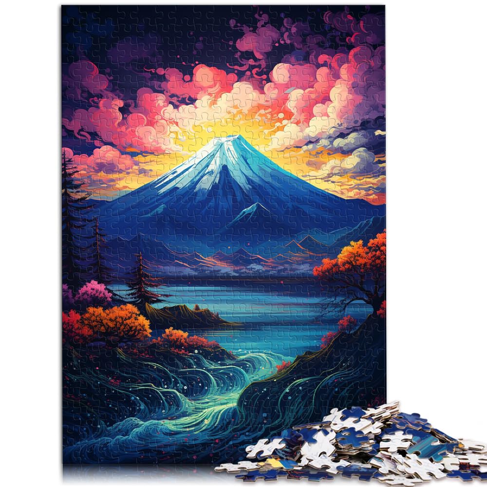 Puzzlespiel „Die farbenfrohe Psychedelie des Fuji“ 1000-teiliges Puzzle Lernspiele Holzpuzzle Heimdekoration Puzzlespielzeug 1000 Teile (50 x 75 cm)