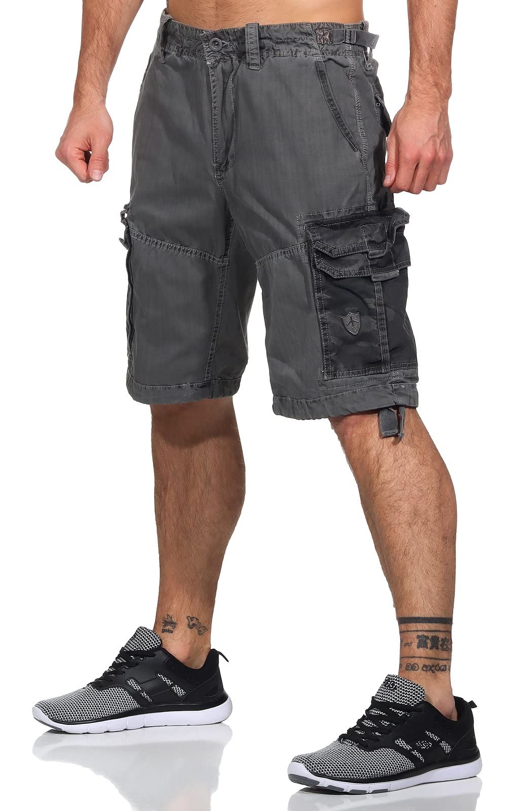 Jet Lag Herren Cargo Shorts 22-695 Bermuda mit Seitentaschen Grey W34