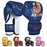 JAYEFO Kinder Boxhandschuhe - Training MMA Jungen & Mädchen Boxsack Kickboxen & Muay Thai Handschuhe, Kinder, Jugendliche Spiele Spaß | 4 Unzen Blau