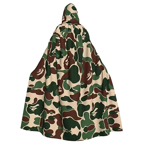 WURTON Aniaml Karnevals-Umhang in voller Länge, Camouflage, Grün, mit Kapuze, Unisex, Cosplay-Kostüme, Umhang für Erwachsene, 185 cm