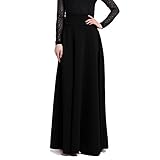 Damen Einfarbig Maxirock Hohe Taille Langer Gefalteten Falten Rock Plisseerock Maxi Lange Swing Mode Normallack Röcke (5XL, Schwarz)