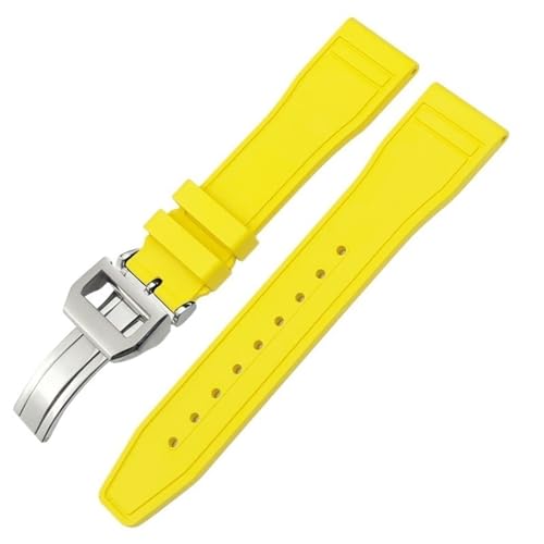 IOTUP FKM Armband aus Naturkautschuk, 20 mm, 21 mm, 22 mm, für IWC Big Pilot's Watches IW3881 IW3777, grün-gelb, bunt, weiches Fluorkautschuk-Armband, 21 mm, Achat