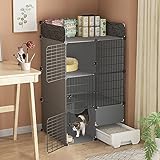 Katzenkäfig für den Innenbereich, Katzenkäfige mit Katzentoilette, Katzengehege, Abnehmbarer 2/3-stufiger Metallkäfig für Kleintiere, DIY-Kätzchenkäfige, extra großer Platz für kle