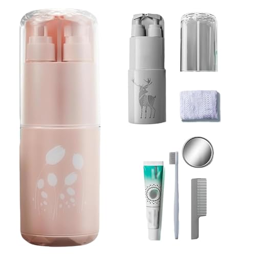 Zahnbürstenhalter-Set für Reise, 8-in-1-Toiletten-Set, Reisezahnbürste, multifunktional, unverzichtbar für Badezimmer, Reisen, Pink, Se référer au descriptif, Siehe Beschreibung