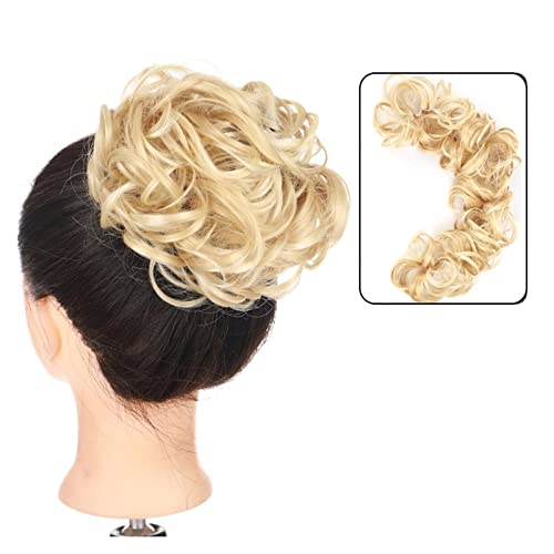 Haarteil Haargummi DIY Wickel-Pferdeschwanz-Haarknoten for Frauen, synthetischer Chignon, unordentliches elastisches Band, Haarknoten, Haarteil, 89,9 cm, Touseld Curly Wave Bun Haarteile ( Color : 22h