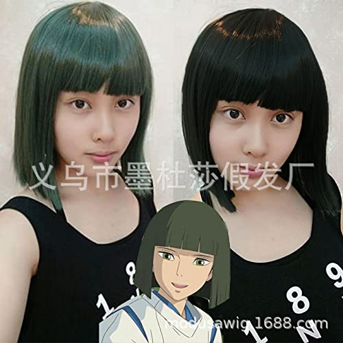 LINLINCD-Wig Anime Cosplay Japanisches Anime-Cosplay Tausende und Abertausende um EIN Spiel zu Finden das im Großhandel mit schwarzen glatten Haarfaser-Wellenkopfbedeckungen erhältlich ist