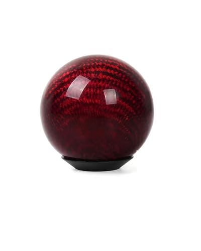 Schaltknauf Universal Carbon Fiber Auto Rund Schaltknauf Runde Ball Form Shifter Hebel Griff Getriebe Stick Kopf Shift knob(Red)