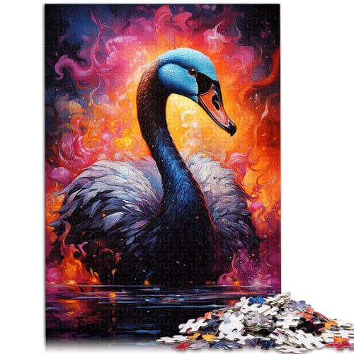 Puzzles, Geschenke, Spielzeug, farbenfrohes psychedelisches Tier, schwarzer Schwan, 1000-teiliges Puzzlespiel, Holzpuzzle, Familienaktivität, Puzzles 1000 Stück (50 x 75 cm)