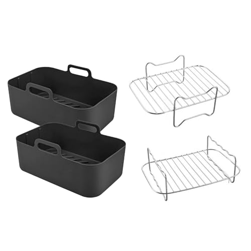 TWEW Luftfritteusen-Zubehör für AF400UK Air Fryer Liner Rack Silikon Rechteckiger Bratkorb Air Fryer Pad