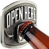 Itera Western-Bier-Gürtelschnalle – groß, Texas Cowboy-Stil Flaschenöffner Schnallen für Männer – Herren Neuheit Lustiges Gag Geschenk Gürtelschnalle, silber, 3.75x3