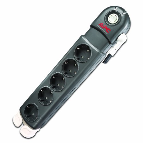 APC Surge Protector - Steckdosenleiste mit Überspannungsschutz - 5-fach Stecker Schuko, schaltbar, kompatibel zu PowerLine Adaptern - Farbe: anthrazit - PL5B-DE