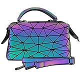 MARBER Frauen leuchtende Handtasche Boston Bag Nightglowing geometrische Dreieck Lingge faltbare große Kapazität Mode Matte bunte Mode Umhängetasche Umhängetasche für Frauen