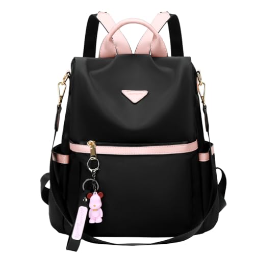 Leathario Damen Rucksack klein，Rucksack Anti Diebstahl，Rusack für Mädchen Und Fraun，Cityrucksack Modern Elegant zur Schule Arbeit Reise, Schwarz, Große Kapazität