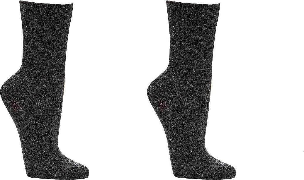 WOWERAT Wollsocken mit Alpaka glattgestrickt 3er-BÜNDEL (Gr.39-42, schwarz-anthrazit)