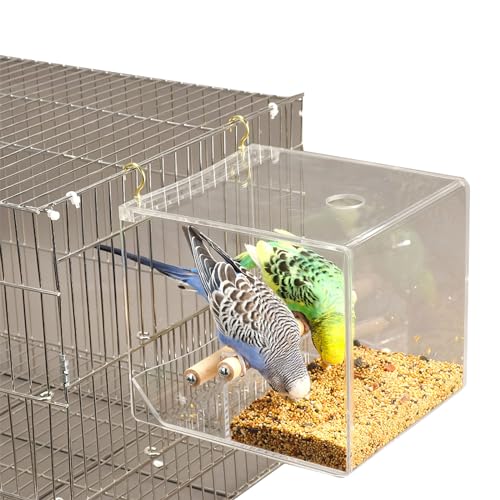 Vogelfutterbox für Papageien AntiSplash Futterbox mit Ständer für kleine Vogelfutterspender Vogelkäfig Zubehör Automatischer Futterspender