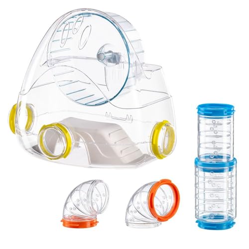 Ferplast Röhren Hamster-Set, Zubehör für Hamsterkäfig, insgesamt 4 Teile, inklusive Fitnessraum mit Hamsterrad, Hamster Tunnel Rohr mit Belüftungslöchern und Zubehör, KIT Gym, Hamster Spielzeug