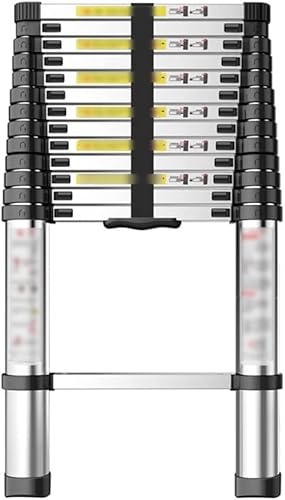 Teleskopleiter, Teleskop-Ausziehleiter, Mehrzweck-Teleskopleiter, Kompaktleiter, für Haushalt, Dachboden, rutschfest, 150 kg Tragkraft (Größe: 2,1 m) Ambitious