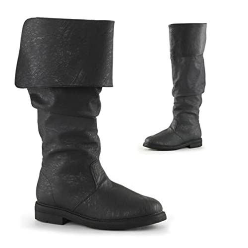 CuLtP Kunstleder-Western-Cowboystiefel mit Rundem Zehenbereich Und Klobigem Absatz, Mittelalterliche Piratenstiefel, Steampunk, Vintage-Stil, Mittelhohe Stiefel für Herren