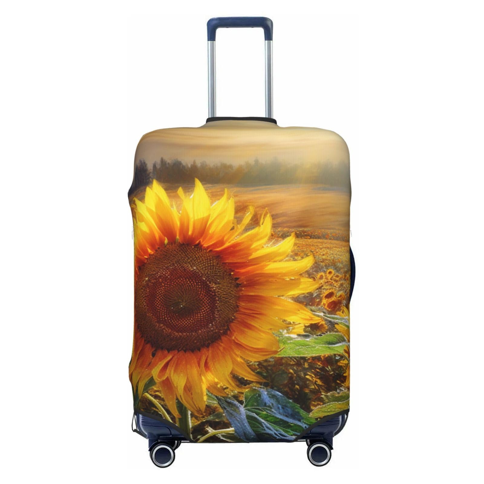 CSGJMYGS Goldene Sonnenblumen-Gepäckabdeckungen für Koffer, waschbar, modisch, dehnbar, kratzfest, passend für 45,7 - 81,3 cm Gepäck, XL, Schwarz, XL, Schwarz , XL