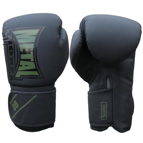 METAL BOXE Boxhandschuhe, Trainingshandschuhe, Starter, Schwarz/Khaki, 250 g