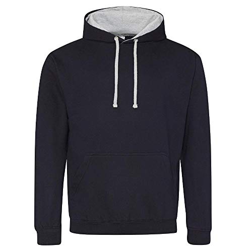 Just Hoods Unisex Varsity Hoodie/French Navy/Heather Grey, 5XL