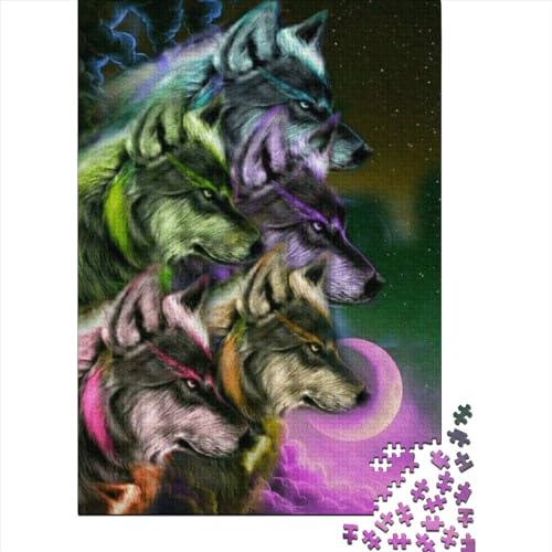 Kunstpuzzle für Erwachsene 1000 Teile Wolf Holzpuzzle für Erwachsene Puzzlespielzeug Lustige Familienpuzzles für Erwachsene 29,53 x 19,69 Zoll