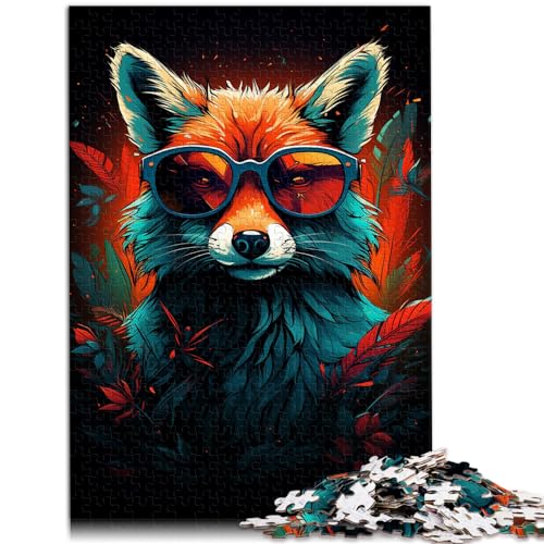 Puzzle, Fuchs-Boss mit Sonnenbrille, 1000 Teile, Puzzle für Erwachsene, Geschenke, Holzpuzzle, Lernspiel, Herausforderung, Spielzeug, Geschenk (50 x 75 cm)