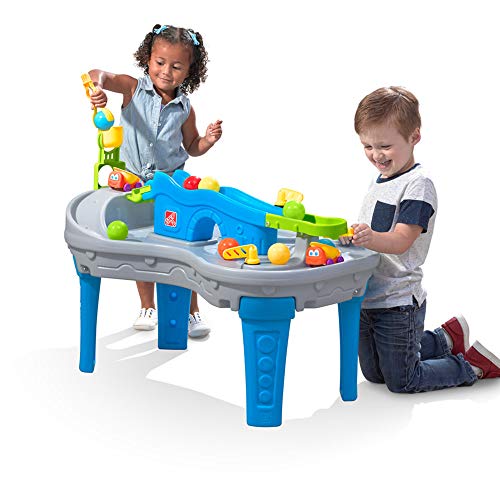STEP2 Spieltisch mit Bällen und Fahrzeugen, Kinderspieltisch, Kugelbahn mit Straßen und Tunnel