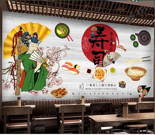 tyujlkjddlf Tapete Wandbild 3D Benutzerdefinierte Japanische Lebensmittel-Sushi-Hintergrundwand-400Cmx280Cm