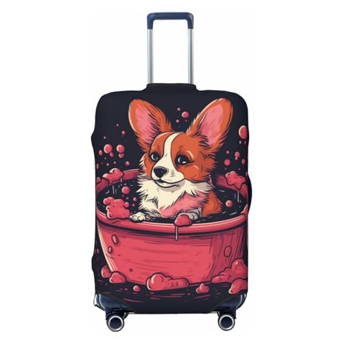 CSGJMYGS Reisegepäck-Abdeckung, elastisch, waschbar, modisch, kratzfest, Corgi in Pink, Badewannenkoffer-Schutz, passend für 45,7 - 81,3 cm Gepäck, Schwarz , XL