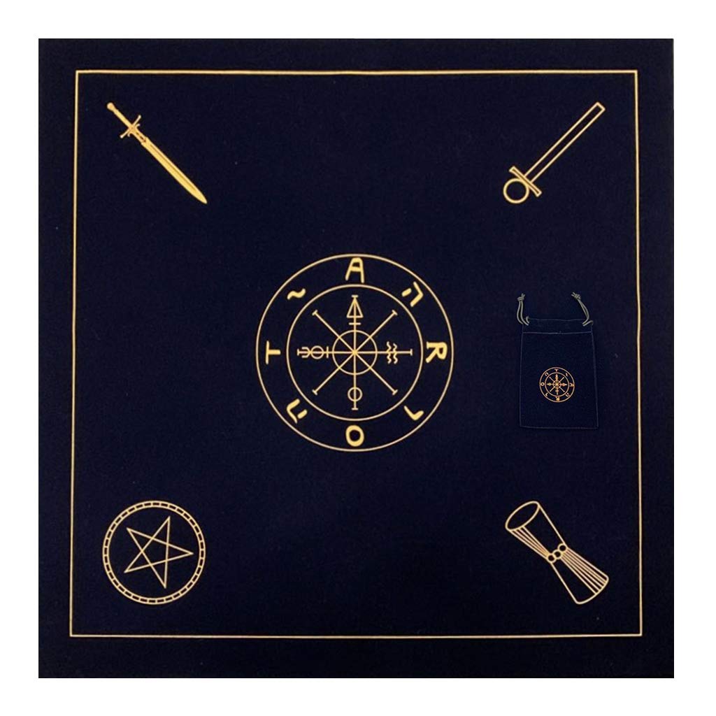 JSZDFSV Tarot Tischdecke Kordelzug Set Tarot Karten Tischdecke Astrologie Wahrsagerei Matte Tischdecke