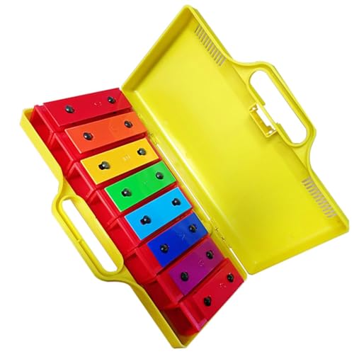 Glockenspiel Für Anfänger 8-Noten-Glockenspiel-Musikinstrument, bunter Resonanzboden mit gelbem Kunststoffgehäuse