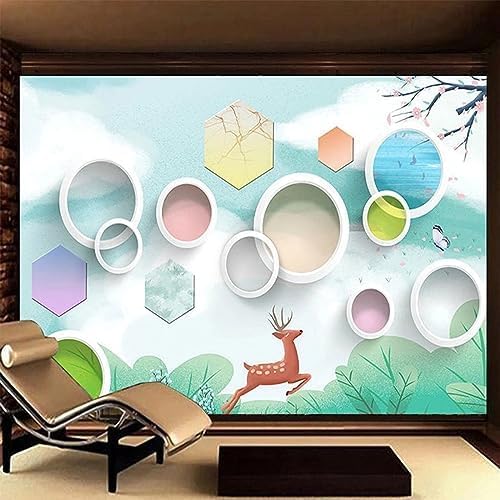 XLMING Minimalistisch Geometrische Linien Rund 3D Tapete Home Dekoration Wohnzimmer Sofa Schlafzimmer Tv Hintergrund Wand-150cm×105cm