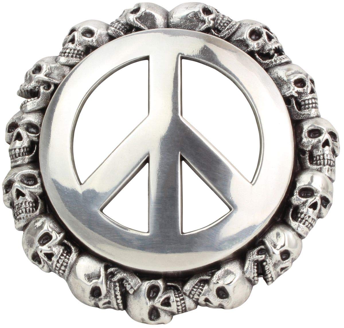 BELTINGER Gürtelschnalle Peace and Death 4,0 cm | Buckle Wechselschließe Gürtelschließe 40mm Massiv | Wechselgürtel bis 4cm | Silber