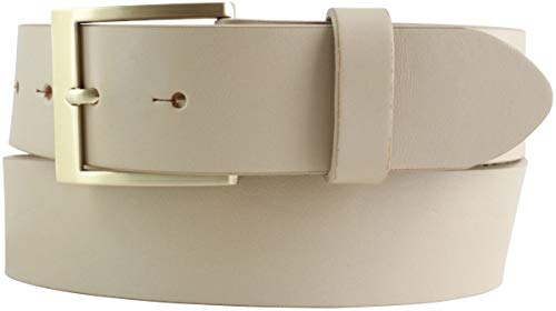 BELTINGER Gürtel mit goldener Gürtelschnalle aus Vollrindleder | Hochwertiger Jeans-Gürtel 40mm | Herren-Gürtel made in Italy | Beige 95cm