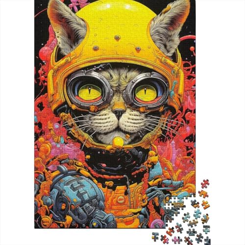 Kunstpuzzle für Erwachsene, 1000 Teile, bunte Katze, Holzpuzzle, Erwachsenenpuzzle, Weihnachtsgeburtstagsgeschenk für Erwachsene und Teenager 29,53x19,69 Zoll