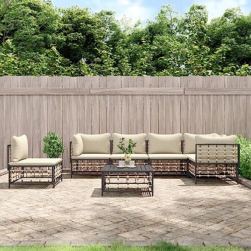 Juroupi 7-tlg. Garten-Lounge-Set mit Kissen Lounge Set GartenmöBel Gartenlounge Set Garten MöBel DraußEn GartenmöBel Set MöBelsets Anthrazit Poly Rattan - 3186766