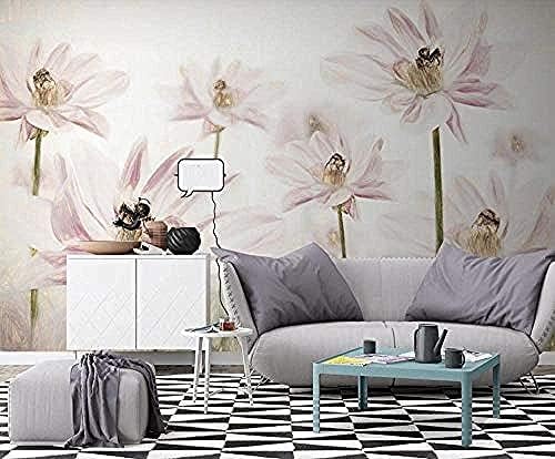 XLMING Handgemalte Botanische Rosa Blume 3D Tapeten Home Esszimmer Sofa Schlafzimmer Wohnzimmer TV Hintergrund-250cm×170cm